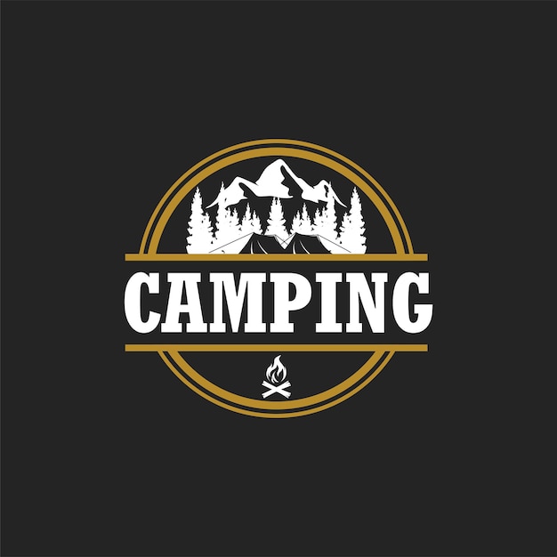emblemas de acampada y aventura al aire libre, logotipos y insignias