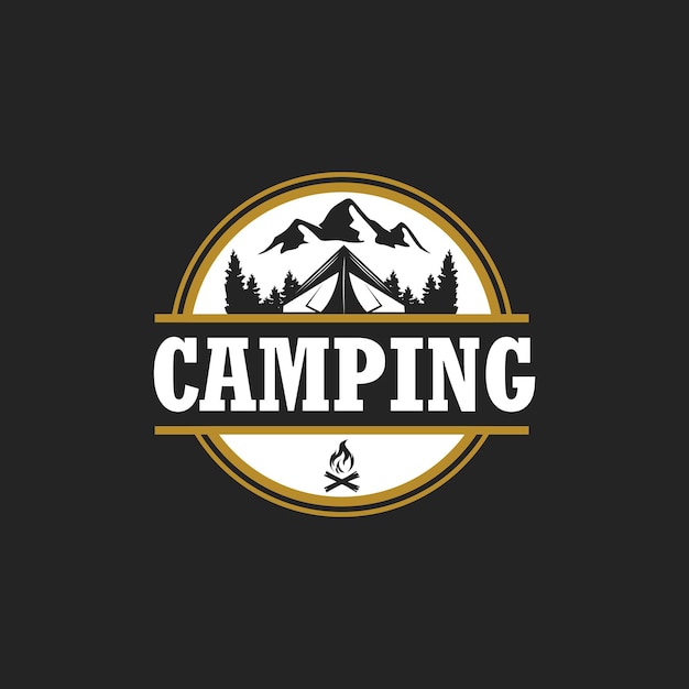 emblemas de acampada y aventura al aire libre, logotipos y insignias