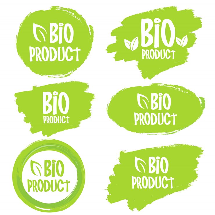 Vector emblemas de bioproductos
