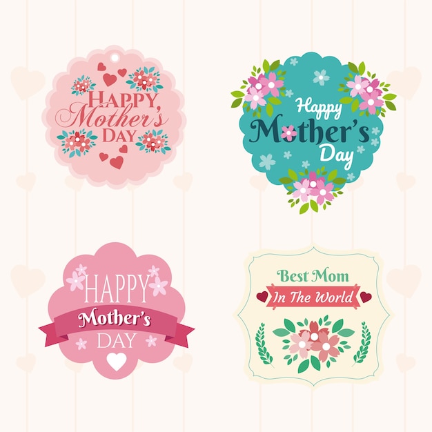 Vector emblemas del día de las madres felices