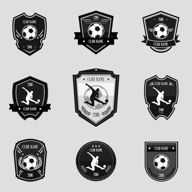 Vector emblemas de fútbol negro