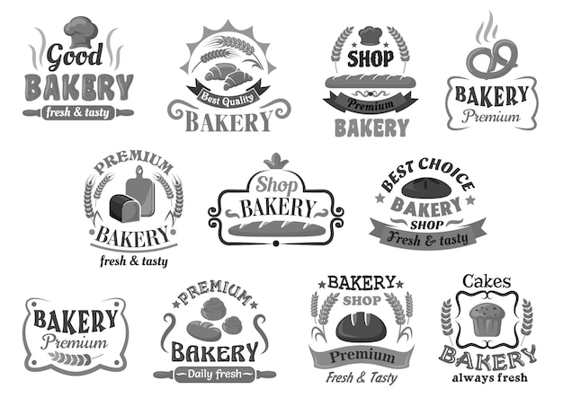 Emblemas o letreros de panadería y pastelería