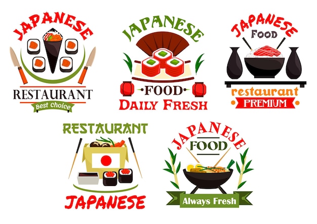 Emblemas de restaurante de comida japonesa