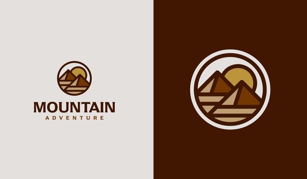 Emblemas de viaje de montaña Emblemas de aventura al aire libre para acampar insignias y parches de logotipo Turismo de montaña senderismo Símbolo premium creativo universal Ilustración vectorial
