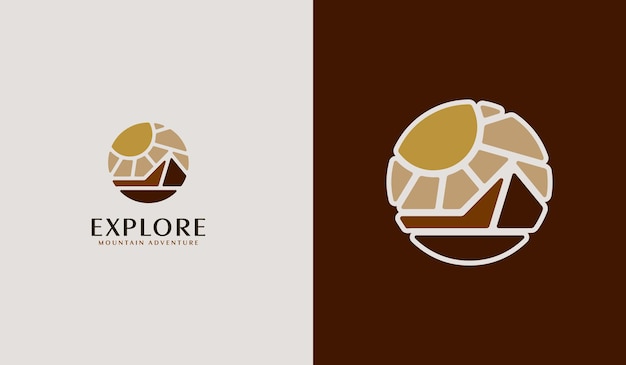 Emblemas de viaje de montaña Emblemas de aventura al aire libre para acampar insignias y parches de logotipo Turismo de montaña senderismo Símbolo premium creativo universal Ilustración vectorial