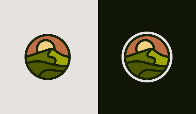 Emblemas de viaje de montaña Emblemas de aventura al aire libre para acampar insignias y parches de logotipo Turismo de montaña senderismo Símbolo premium creativo universal Ilustración vectorial