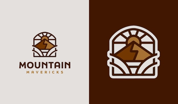 Emblemas de viaje de montaña emblemas de aventura al aire libre para acampar insignias y parches de logotipo turismo de montaña senderismo símbolo premium creativo universal ilustración vectorial