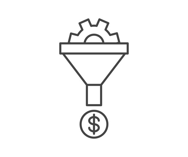 Embudo icono vector Ordenar signo filtro símbolo blanco y negro