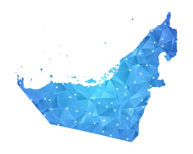 Emiratos árabes unidos mapa línea puntos poligonal abstracto geométrico.