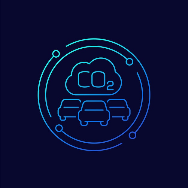 emisiones de carbono de los automóviles icono diseño lineal
