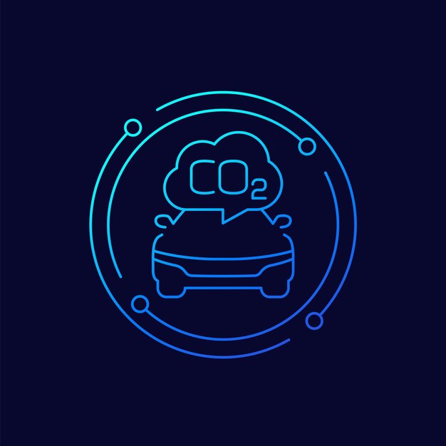 emisiones de carbono de un diseño lineal de icono de automóvil