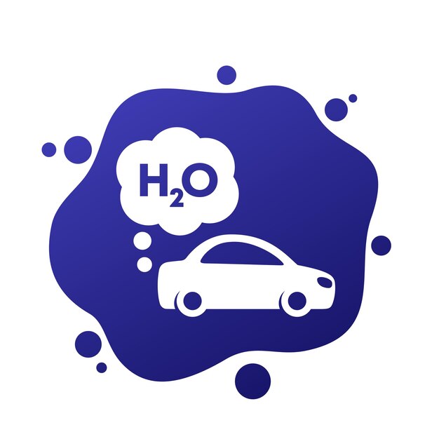 las emisiones limpias del icono vectorial del automóvil de hidrógeno