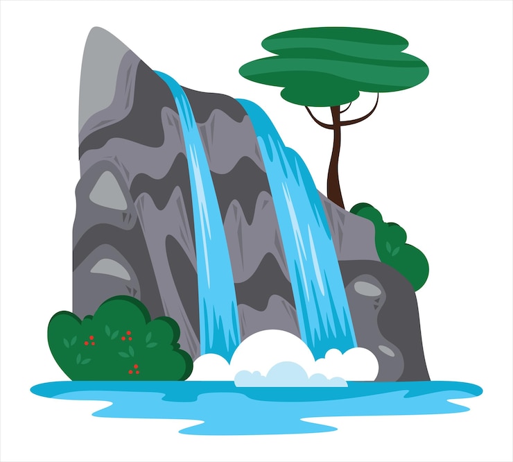 Vector emocionantes aventuras caminata por el río kayak y rafting a través de ríos de montaña