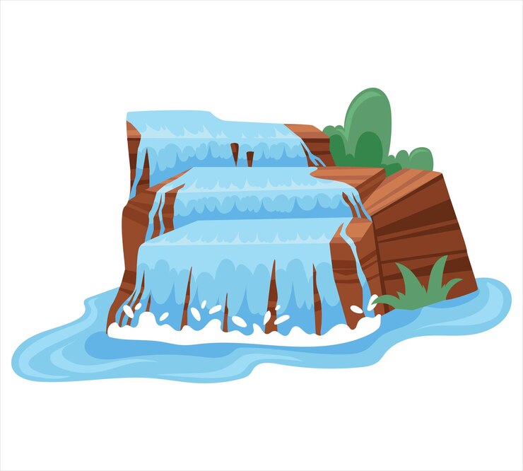 Vector emocionantes aventuras caminata por el río kayak y rafting a través de ríos de montaña
