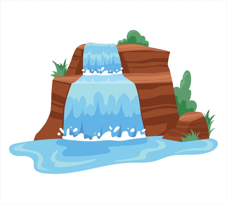 Vector emocionantes aventuras caminata por el río kayak y rafting a través de ríos de montaña