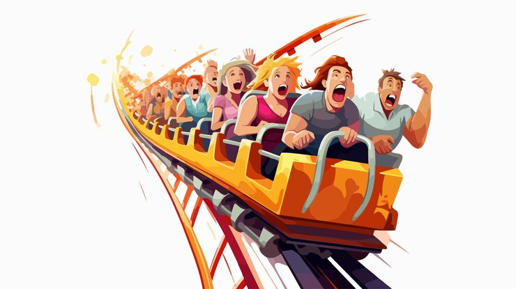 Vector emocionantes personajes de rollo que gritan con eco de emoción