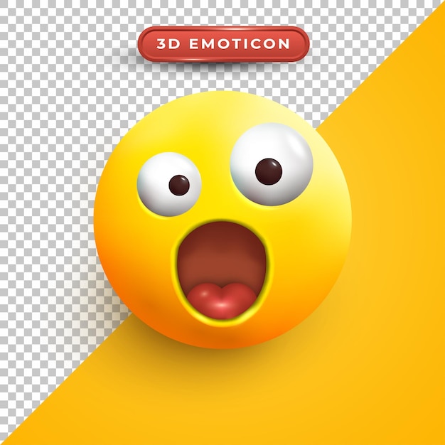 Emoji 3D con expresiones faciales tontas y conmocionadas.