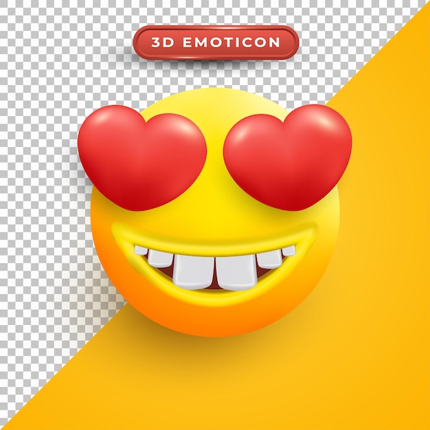 emoji 3d con ojos de amor y dientes grandes