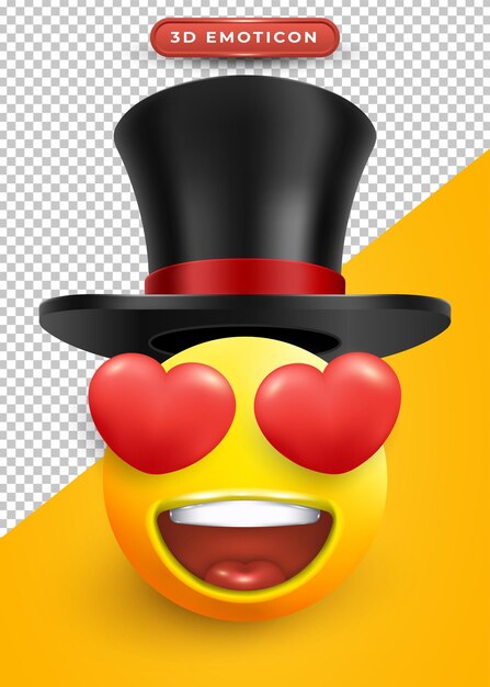 emoji 3d con ojos de amor y expresión de enamoramiento