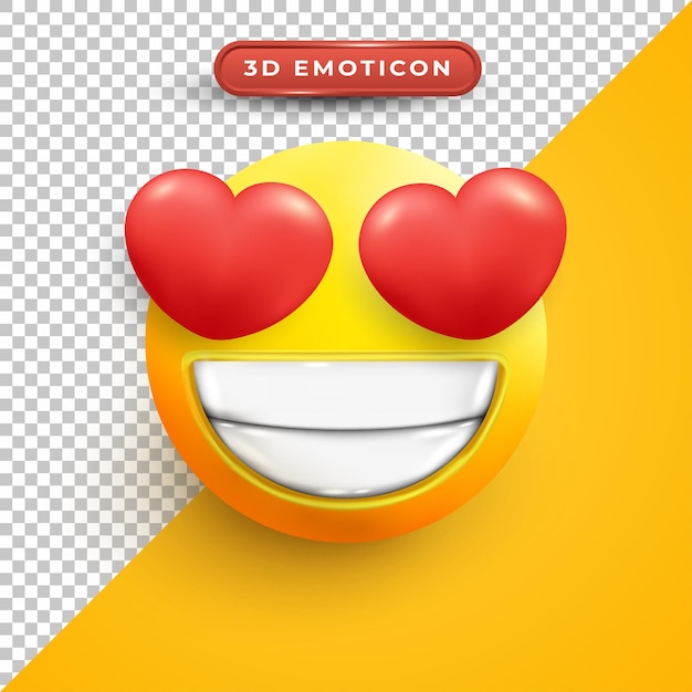 Emoji 3d con ojos de corazón y dientes blancos