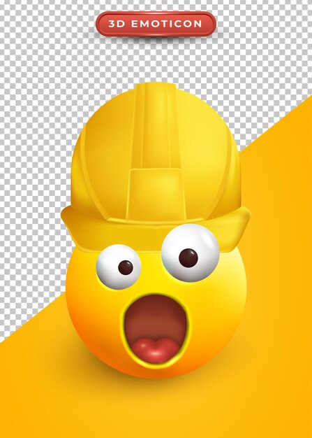 Emoji 3d con sombrero de contratista y expresión tonta