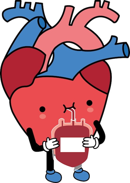 Vector el emoji amante del corazón fisiológico un lindo personaje de cardiología lindo personaje de corazón sonriente