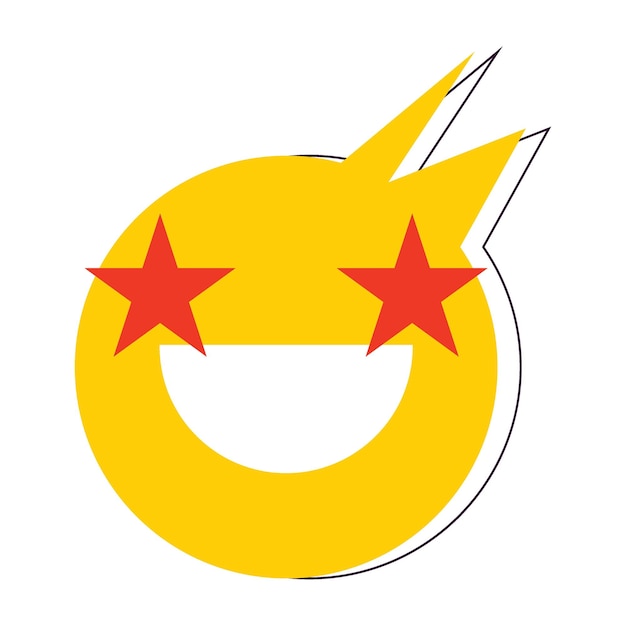 Emoji amarillo con estrellas para los ojos que significan emoción o admiración El emoji tiene un peinado genial