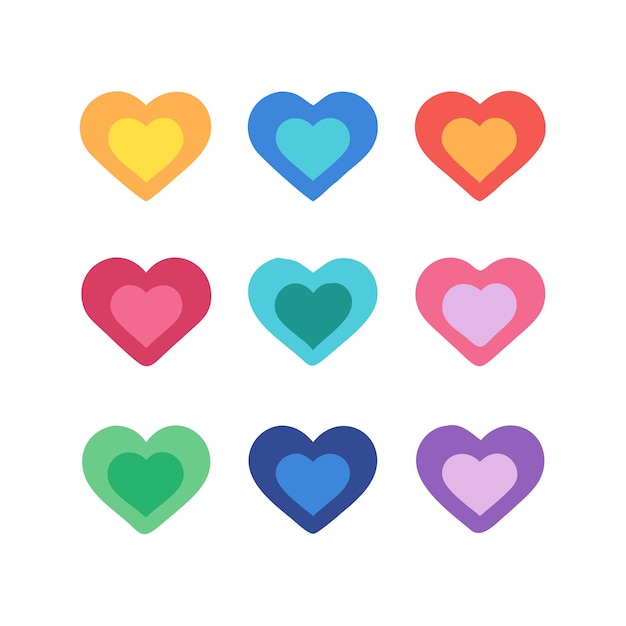 Emoji de amor del corazón Conjunto de diferentes colecciones de vectores de colores