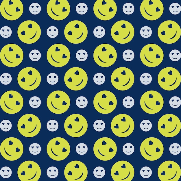 Emoji de amor que repite el patrón verde de moda el fondo de la ilustración vectorial de colores