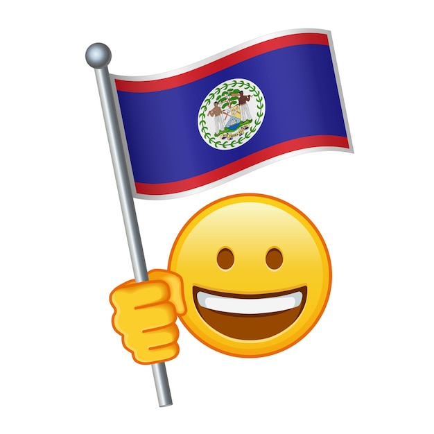 Emoji con la bandera de Belice El tamaño grande del emoji amarillo sonríe