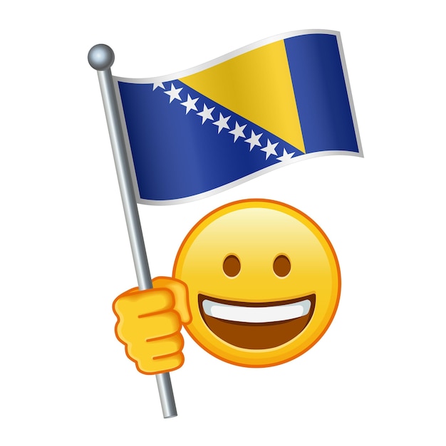 Vector emoji con la bandera de bosnia y herzegovina el tamaño grande del emoji amarillo sonríe