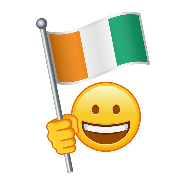 Emoji con la bandera de Costa de Marfil Gran tamaño de emoji amarillo con una sonrisa