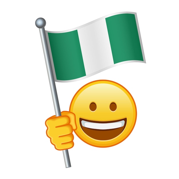 Emoji con la bandera de Nigeria El tamaño grande del emoji amarillo sonríe