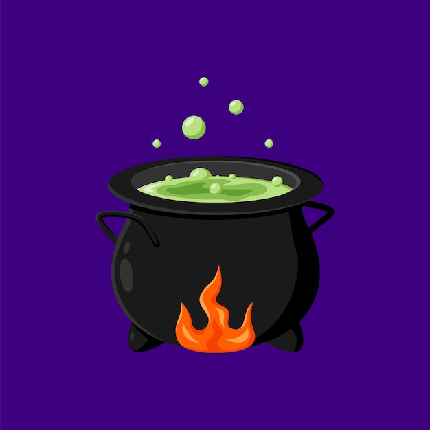 El emoji del caldero de la bruja de las caricaturas de Halloween