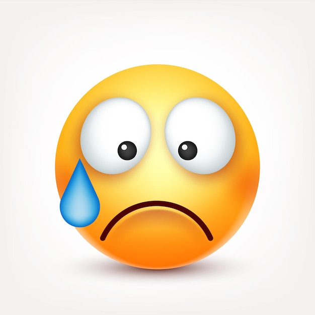 Emoji cara amarilla con emociones emoji realista triste o feliz emoticon enojado estado de ánimo personaje de dibujos animados