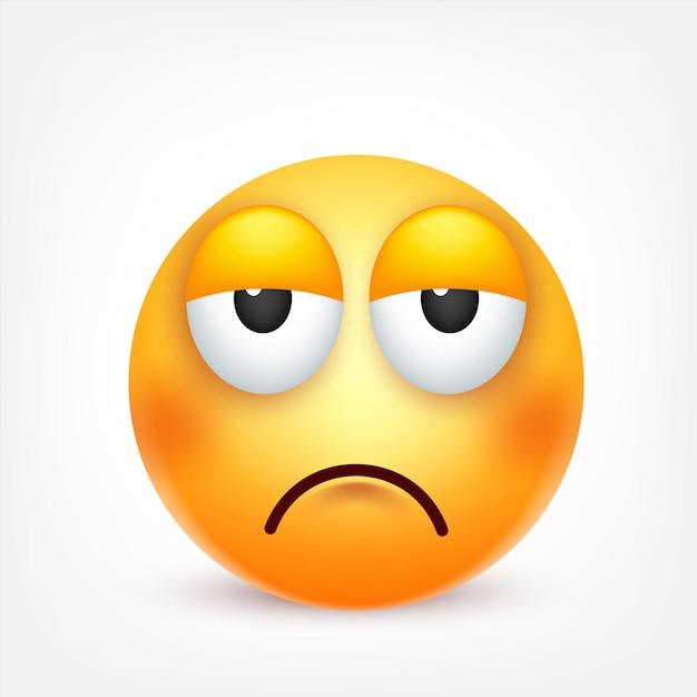 Emoji cara amarilla con emociones emoji realista triste o feliz emoticon enojado estado de ánimo personaje de dibujos animados