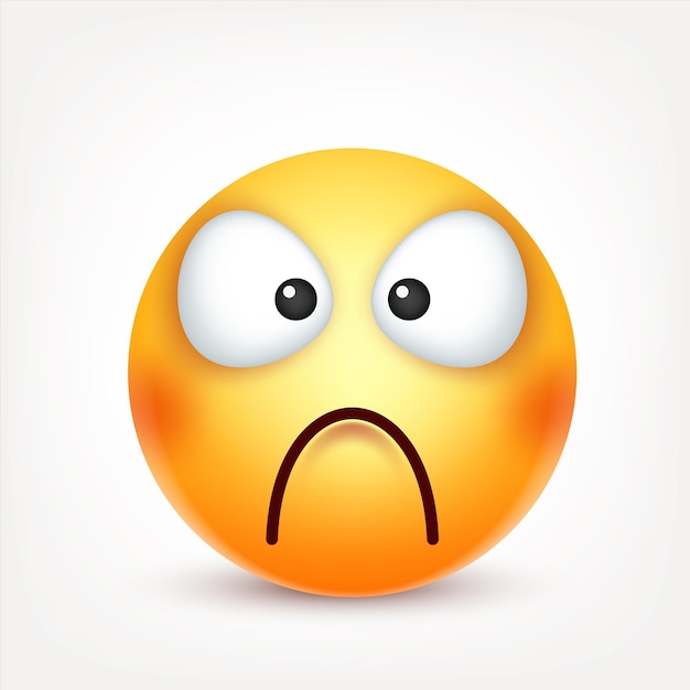 Emoji cara amarilla con emociones emoji realista triste o feliz emoticon enojado estado de ánimo personaje de dibujos animados