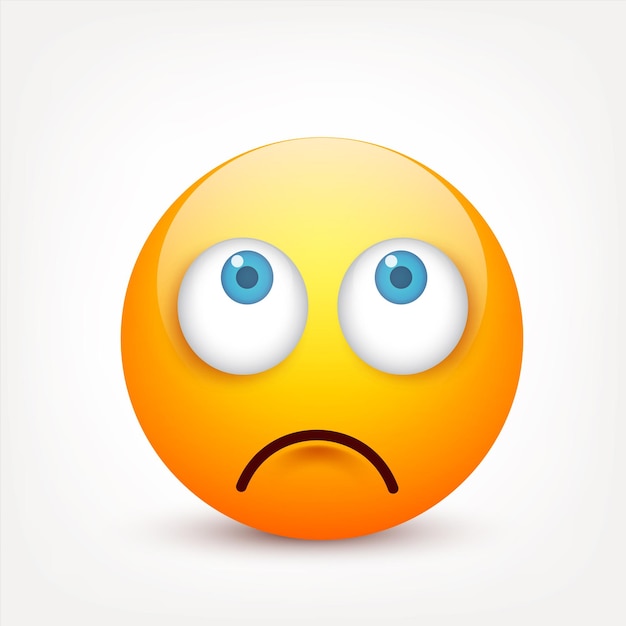 Emoji cara amarilla con emociones emoji realista triste o feliz emoticon enojado estado de ánimo personaje de dibujos animados