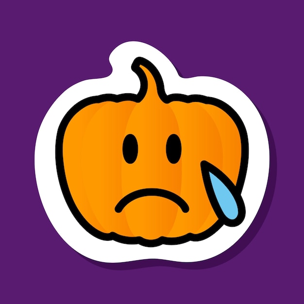 emoji de cara de calabaza llorando pegatina de personaje de calabasa triste en el amor pegatina vectorial