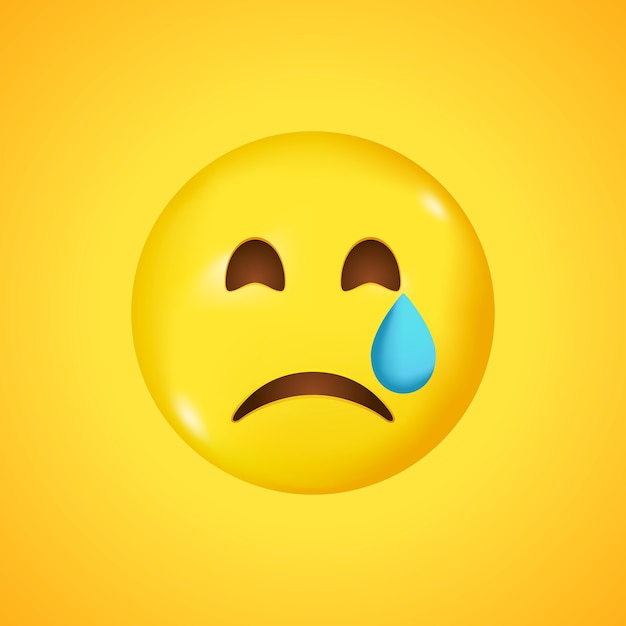 Emoji de cara radiante con emoticon llorando. gran sonrisa en 3d