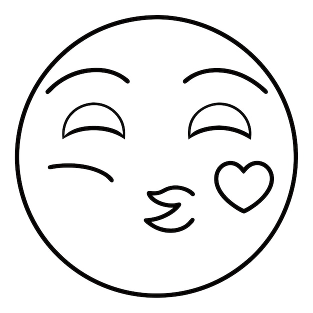 Emoji de cara sonriente con corazón y diseño de beso