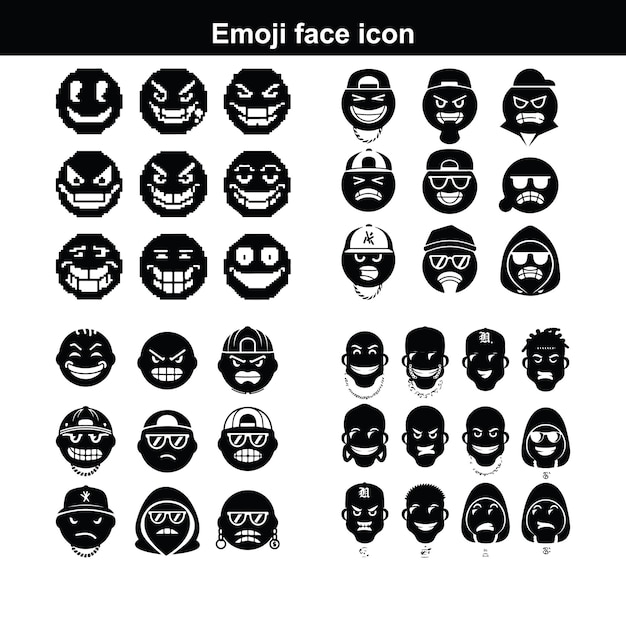 Emoji caracteres planos conjunto vectorial Emojis colección de iconos en triste llanto raro en el amor enfermo y