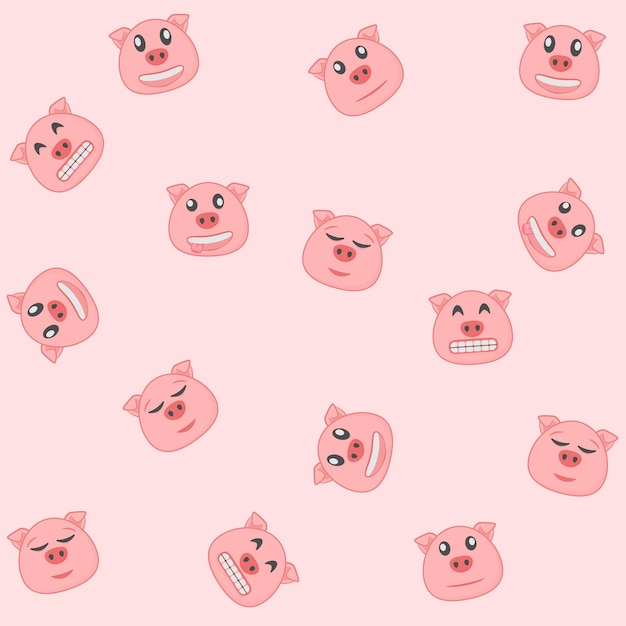 El emoji de cerdo de dibujos animados tiene caras sin costuras.