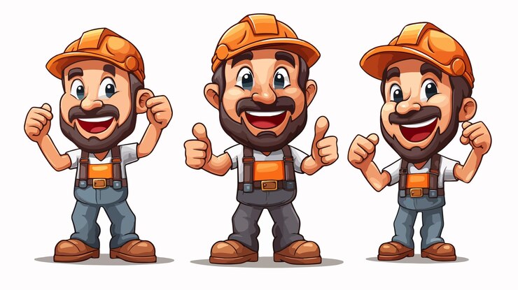 Vector emoji de dibujos animados de trabajador manual carpintero constructor