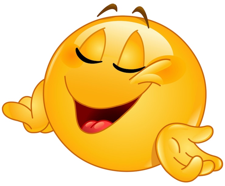 Vector emoji con un emoticon orgulloso arrogante satisfecho feliz y amor propio mira con ambas manos en las caderas