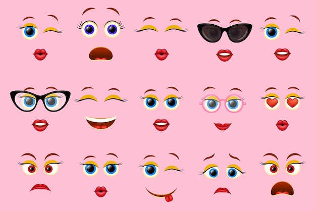 Emoji se enfrenta a la ilustración de vector de constructor de emoticonos
