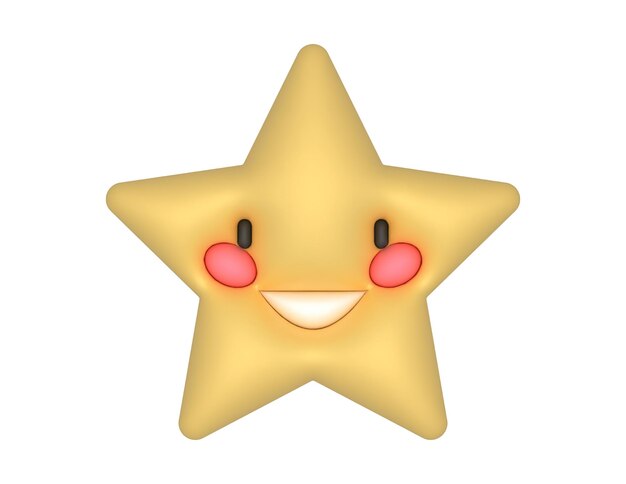 Vector emoji de la estrella de dibujos animados feliz en 3d sonriendo