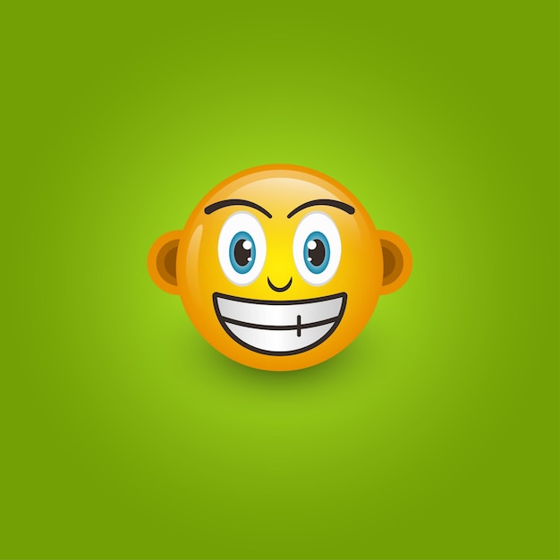 Vector emoji feliz aislado sobre fondo verde