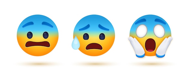 emoji gritando con emoiticon ansioso con sudor y cara azul temerosa asustada