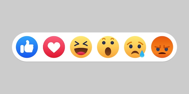 Vector emoji icono de reacciones de facebook